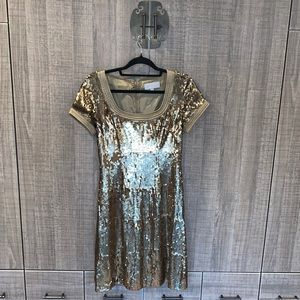 Badgley Mischka Gold Sequin Dress